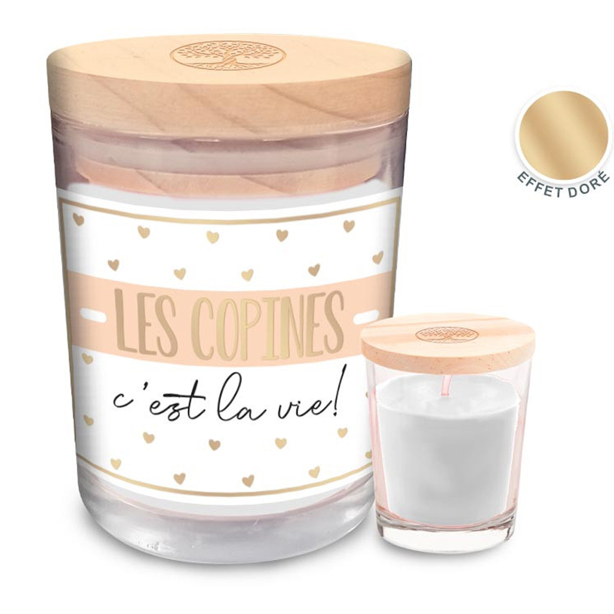 Bougie parfumée \'Les Copines c\'est la vie !\' (fleur de coton) - 92x70 mm - [R6055]