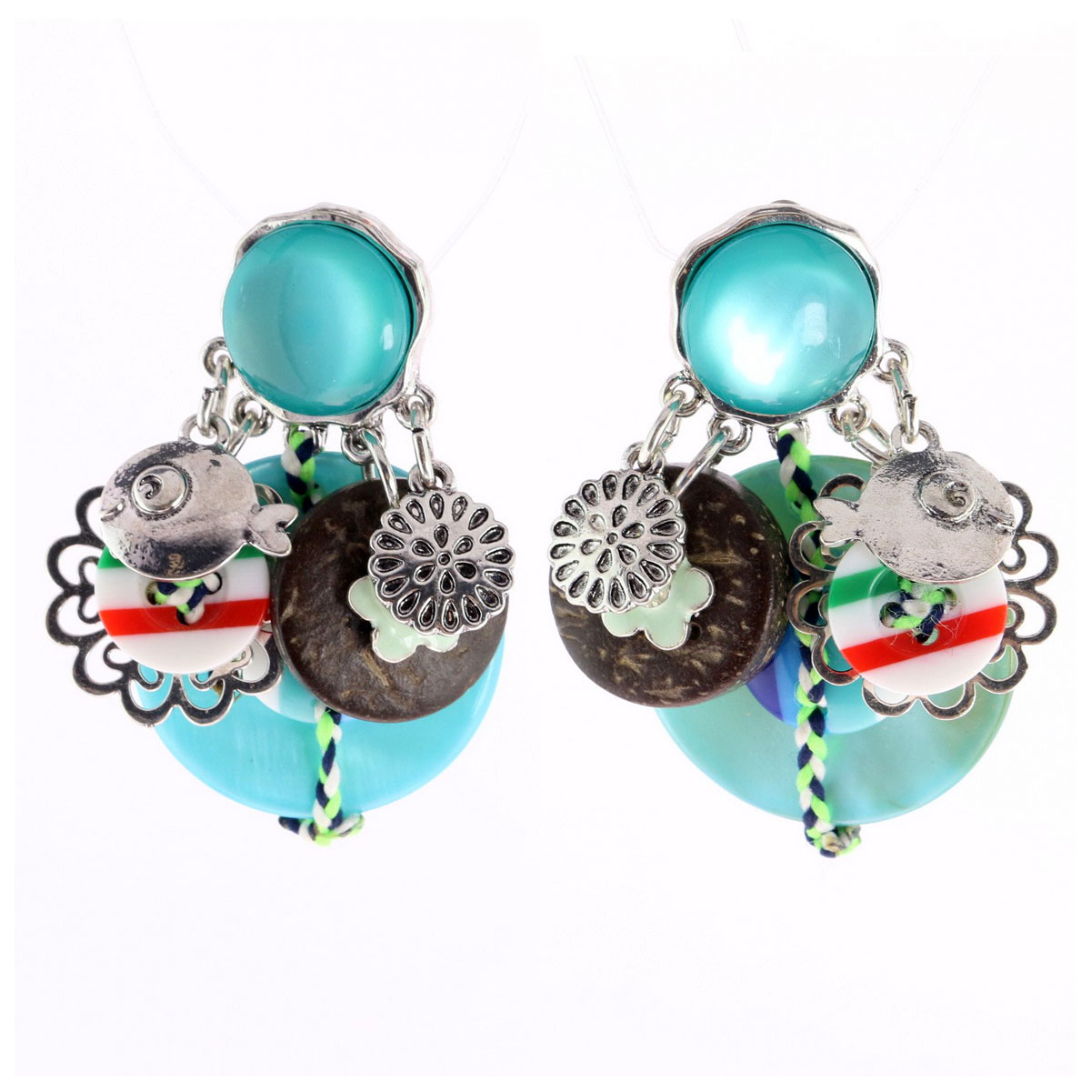 Clips créateur \'Lilipoupettes\' turquoise - 50x40 mm - [R6189]