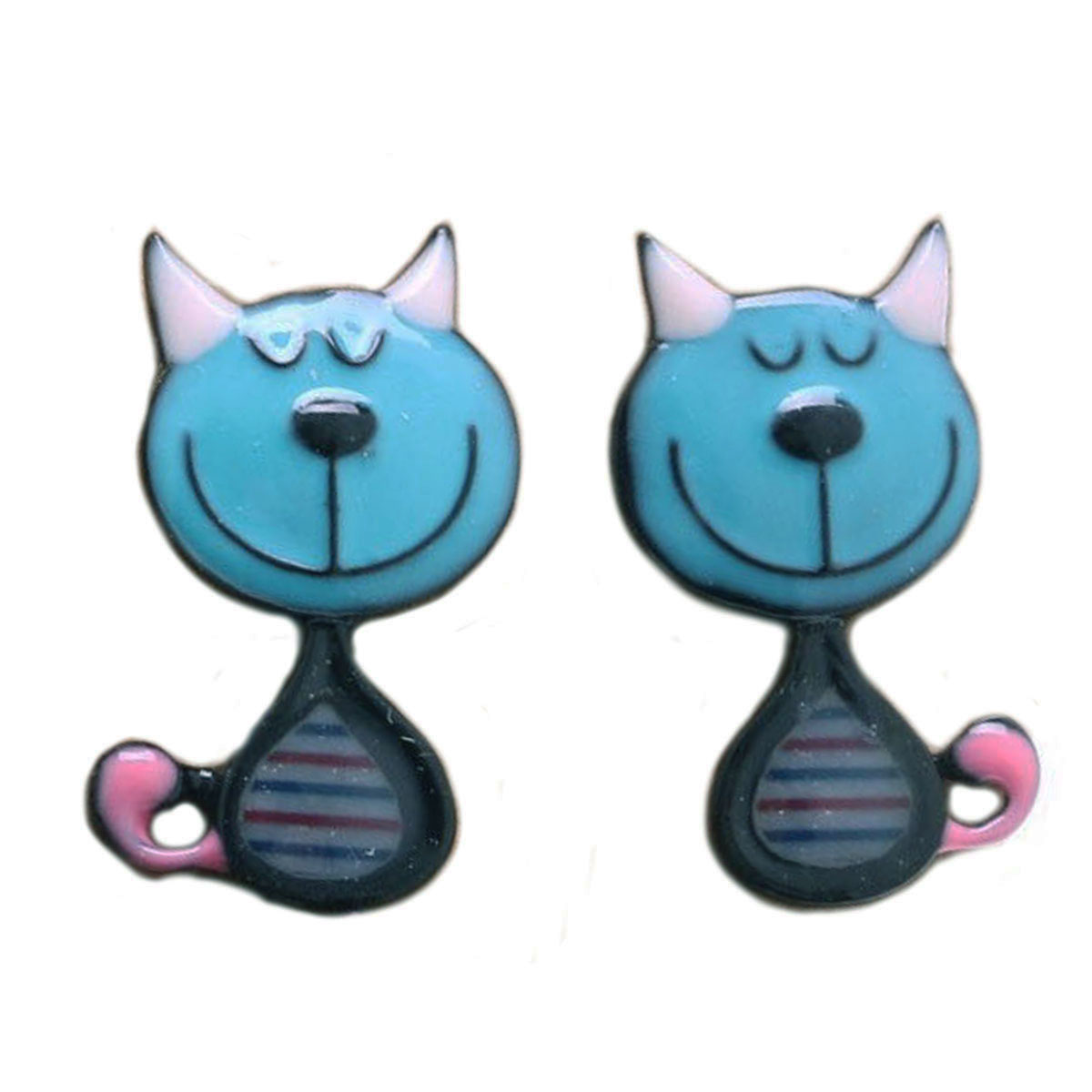 Boucles créateur \'Lilipoupettes\' (chat) turquoise - 20x15 mm - [R6207]
