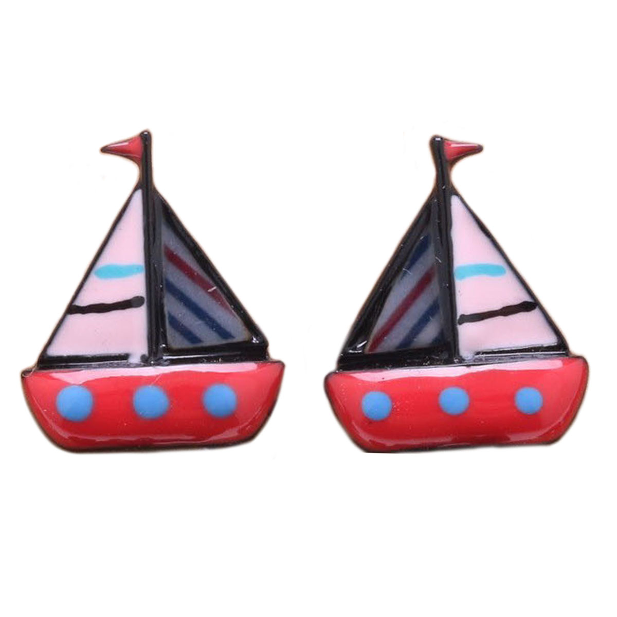 Boucles créateur \'Lilipoupettes\' (bateau) rouge - 20x18 mm - [R6210]