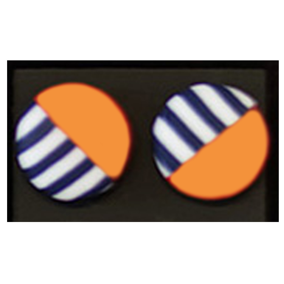 Boucles d\'oreilles artisanales \'Colombine & Arlequin\' orange marine - 9 mm (marinière) - [R6407]