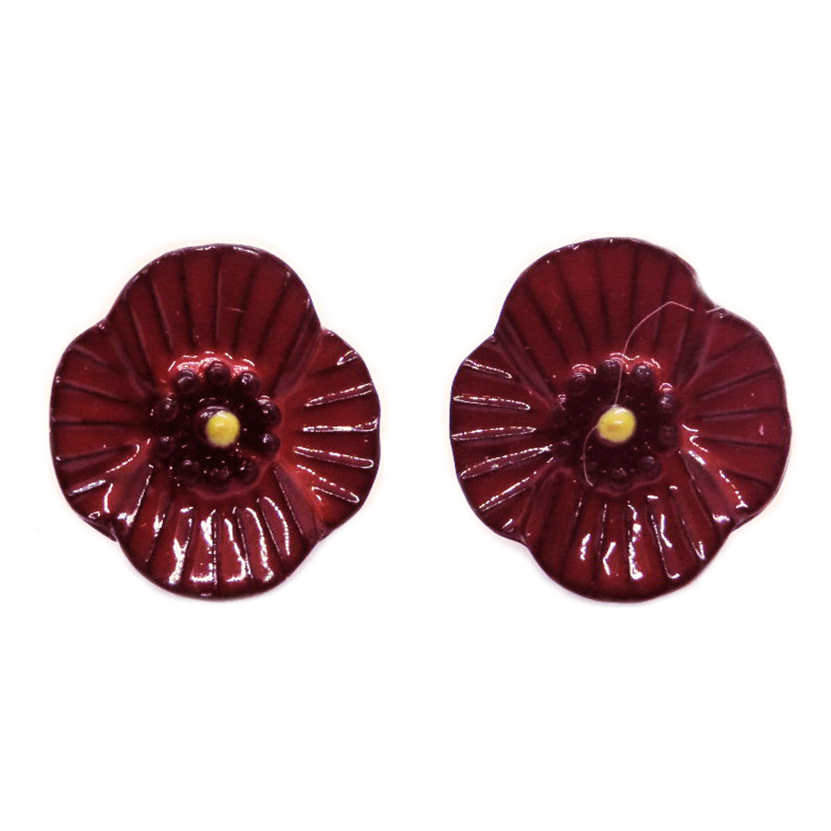 Boucles créateur \'Lilipoupettes\' (coquelicots) rouge - 17x16 mm - [R6428]