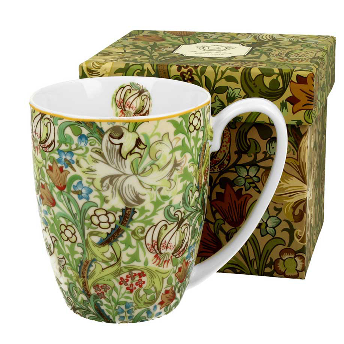 Mug porcelaine \'William Morris Collection\' vert (Golden Lily) - 10x8 cm (380 ml) - [R6657]