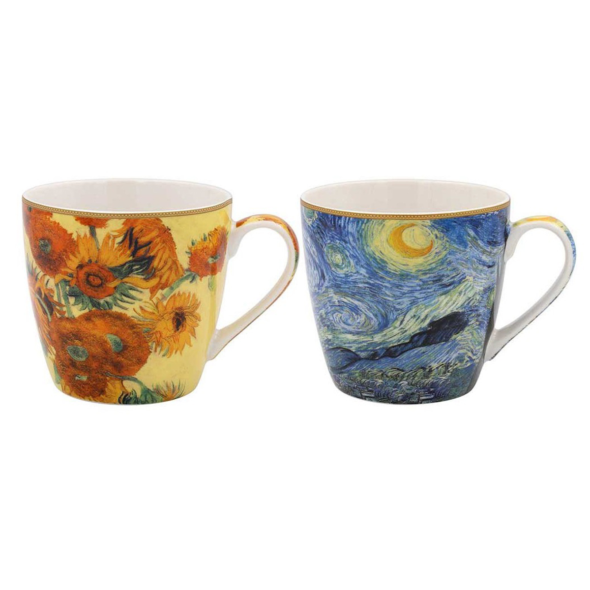Coffret cadeau porcelaine \'Vincent Van Gogh\' (2 mugs) - 10x10 cm (450 ml) - [R6696]