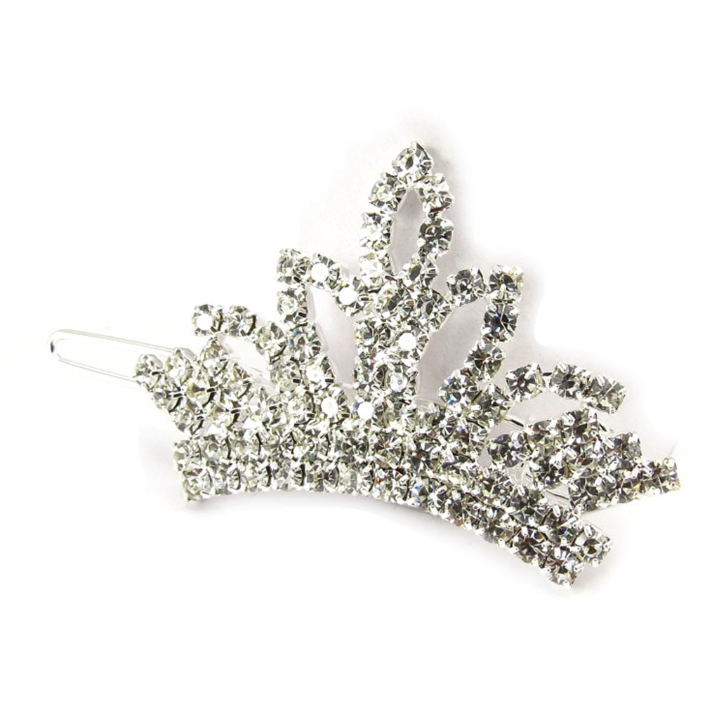 Barrette créateur \'Sissi\' blanc argenté - 53x26 mm - [R6721]