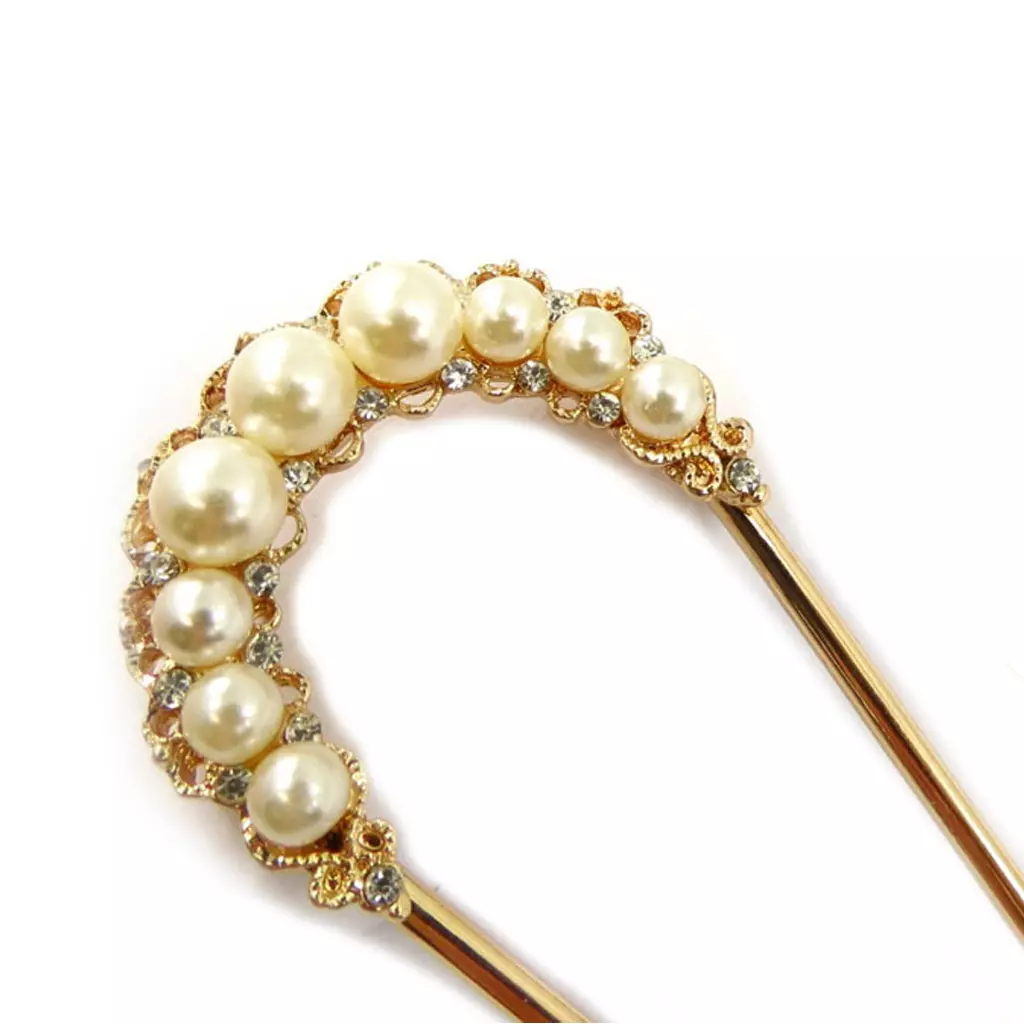 les trésors de lily Picot chignon créateur 'Sissi' beige doré 12x4 cm [R6728]