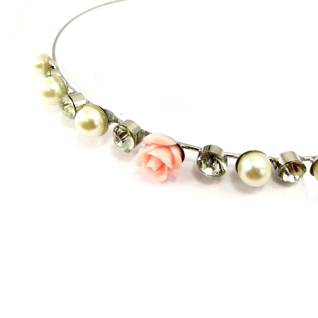 Serre-Tête créateur \'Sissi\' blanc rose - 10 mm - [R6740]