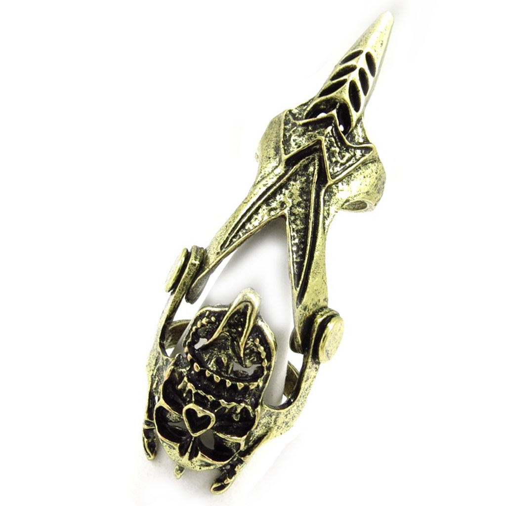 Bague gothique \'Tête de Mort\' doré - 65x20 mm - [R6744]
