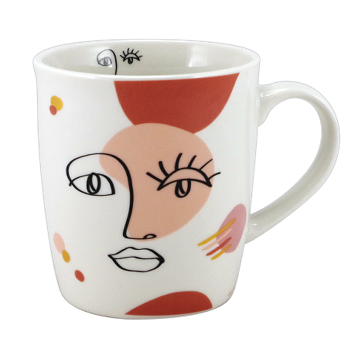 Mug porcelaine \'Arty\' rose blanc (visage) - 100x85 cm (32 cl) - [R6755]
