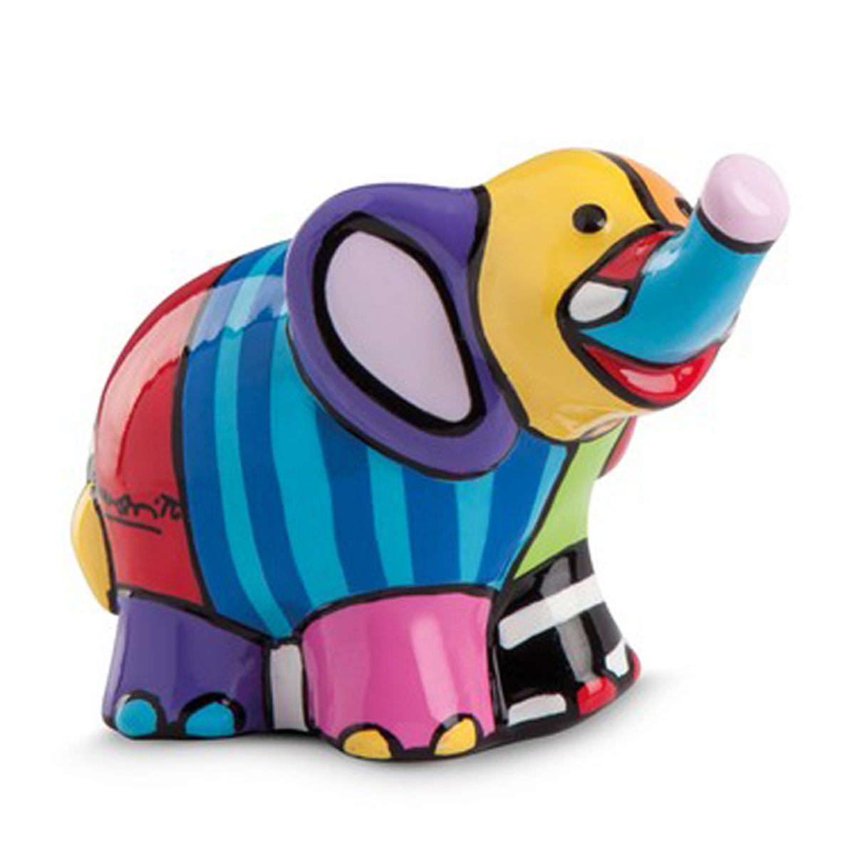 Figurine céramique \'Éléphant\' multicolore (Britto) - 5x6 cm - [R6871]