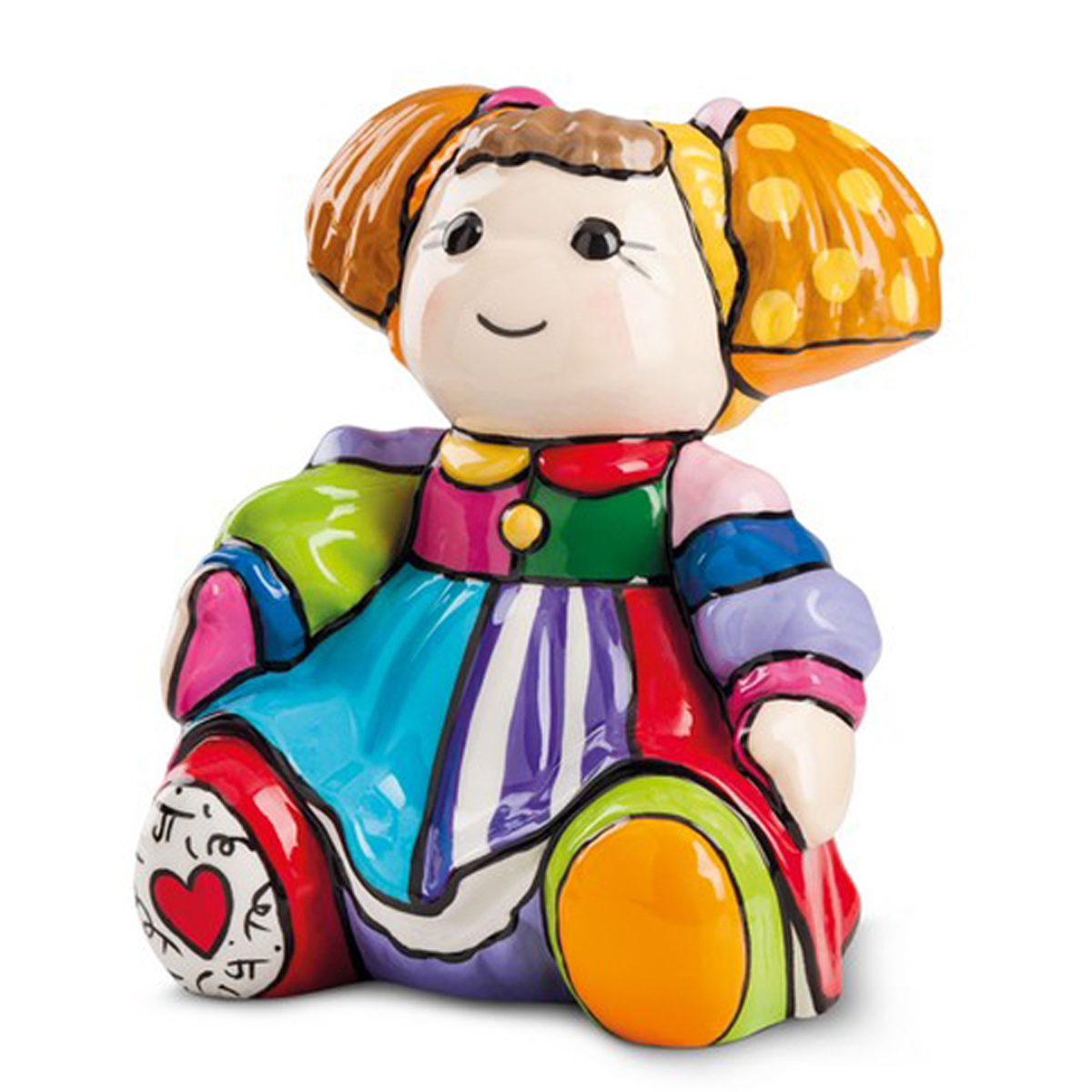 Figurine céramique \'Poupée\' multicolore (Britto) - 12x9 cm - [R6875]