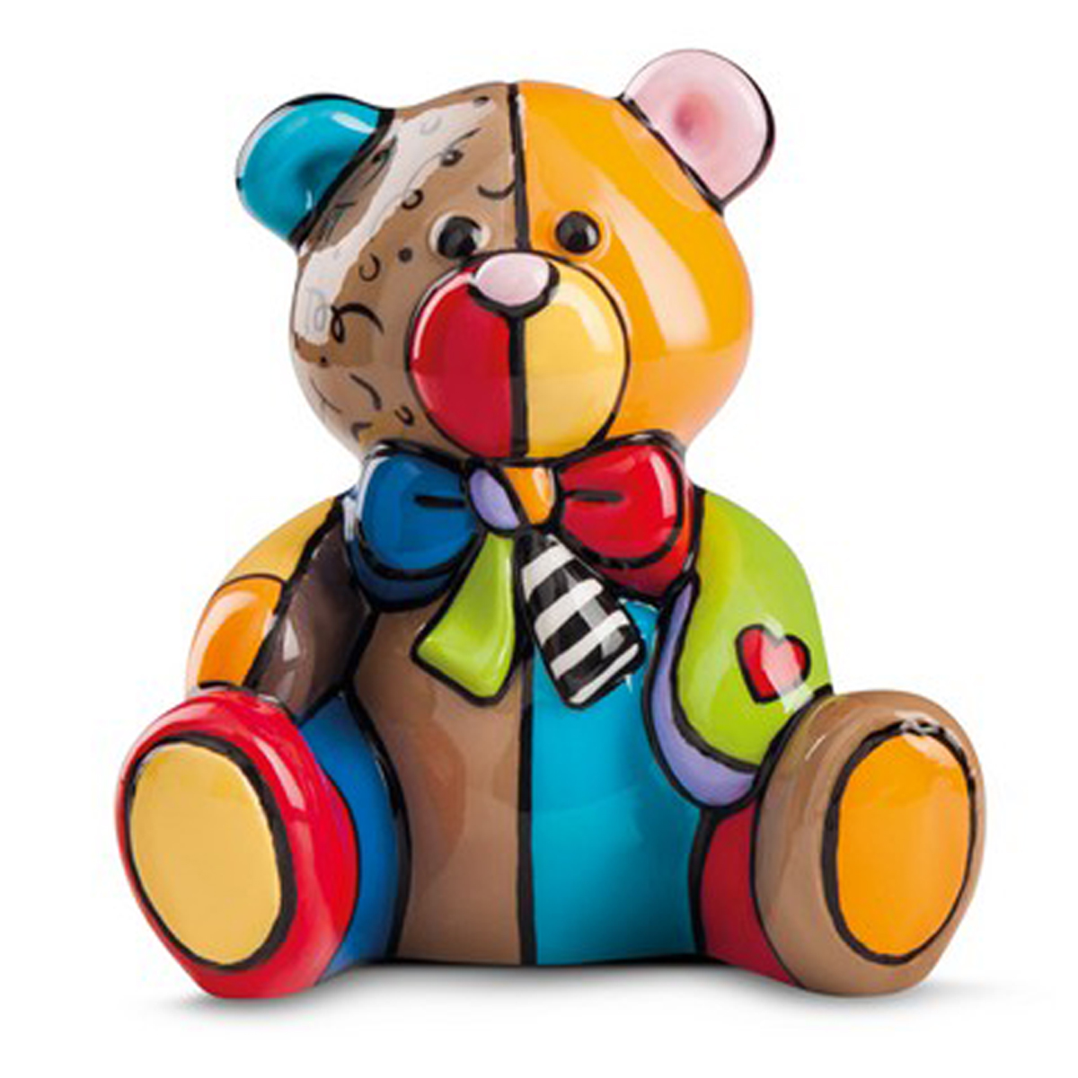 Figurine céramique \'Teddy\' multicolore (Britto) - 8x7 cm - [R6878]