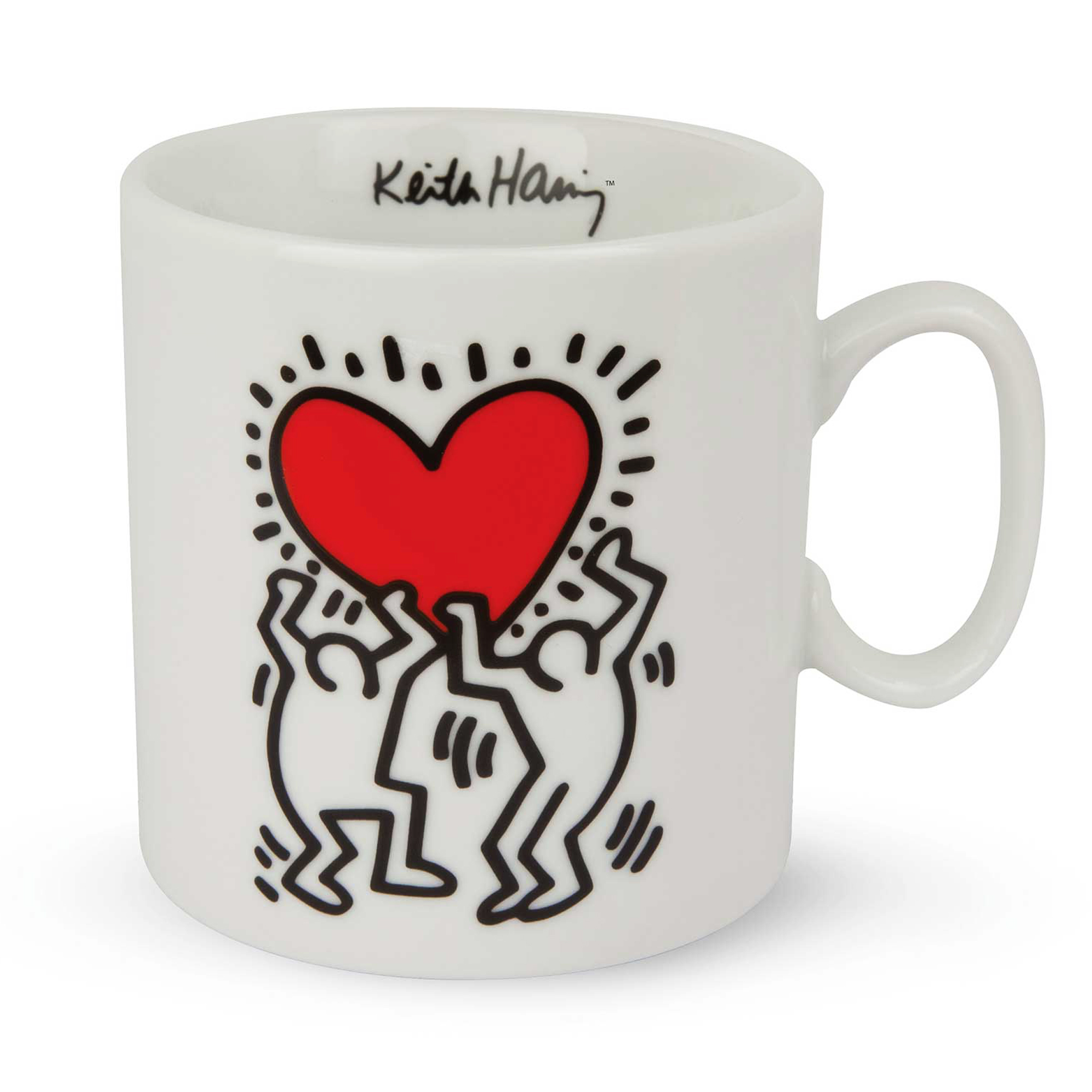 Mug porcelaine \'Keith Haring\' rouge blanc (two dancers, coeur) - 9x8 cm (30 cl) - [R6883]