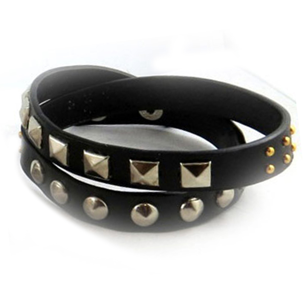 Bracelet cuir \'Authentik\' noir - 3 tours - [R6905]