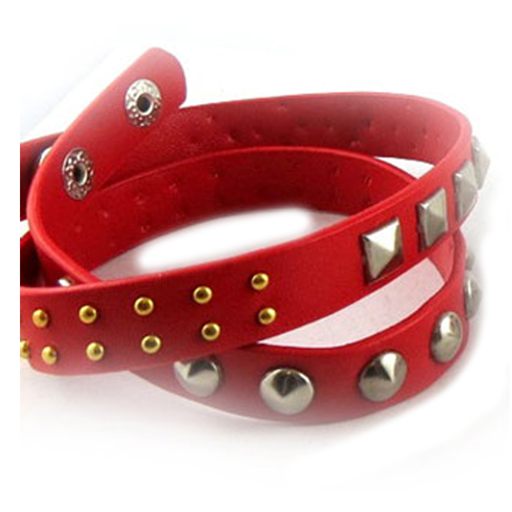 Bracelet cuir \'Authentik\' rouge - 3 tours - [R6906]