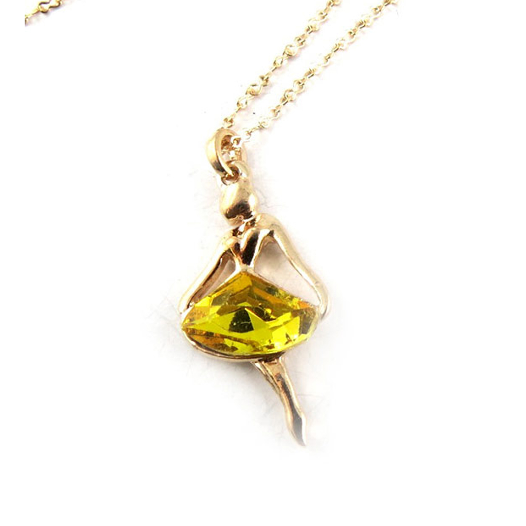 Collier créateur \'Ballerines\' jaune - 37x15 mm - [R6917]