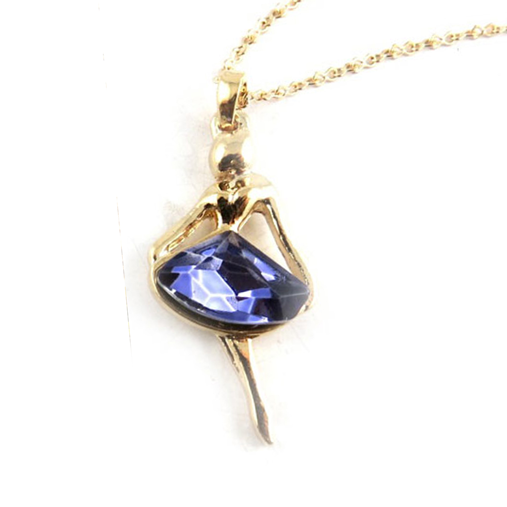 Collier créateur \'Ballerines\' violet - 37x15 mm - [R6918]