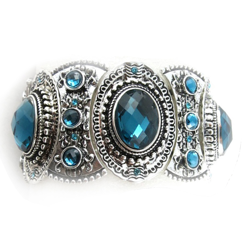 Bracelet baroque \'Scarlett\' turquoise - 4 cm - [R6925]