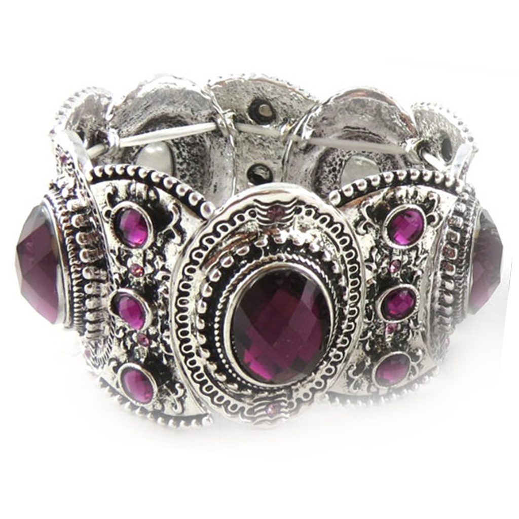 Bracelet baroque \'Scarlett\' violet - 4 cm - [R6927]