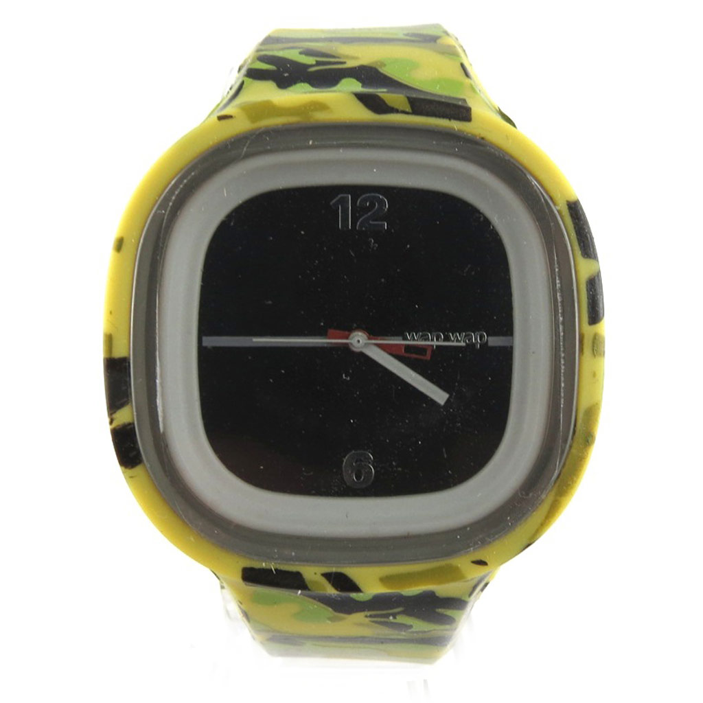 Montre créateur \'Coloriage\' vert camouflage (silicone) - 225x45 mm - [R6981]