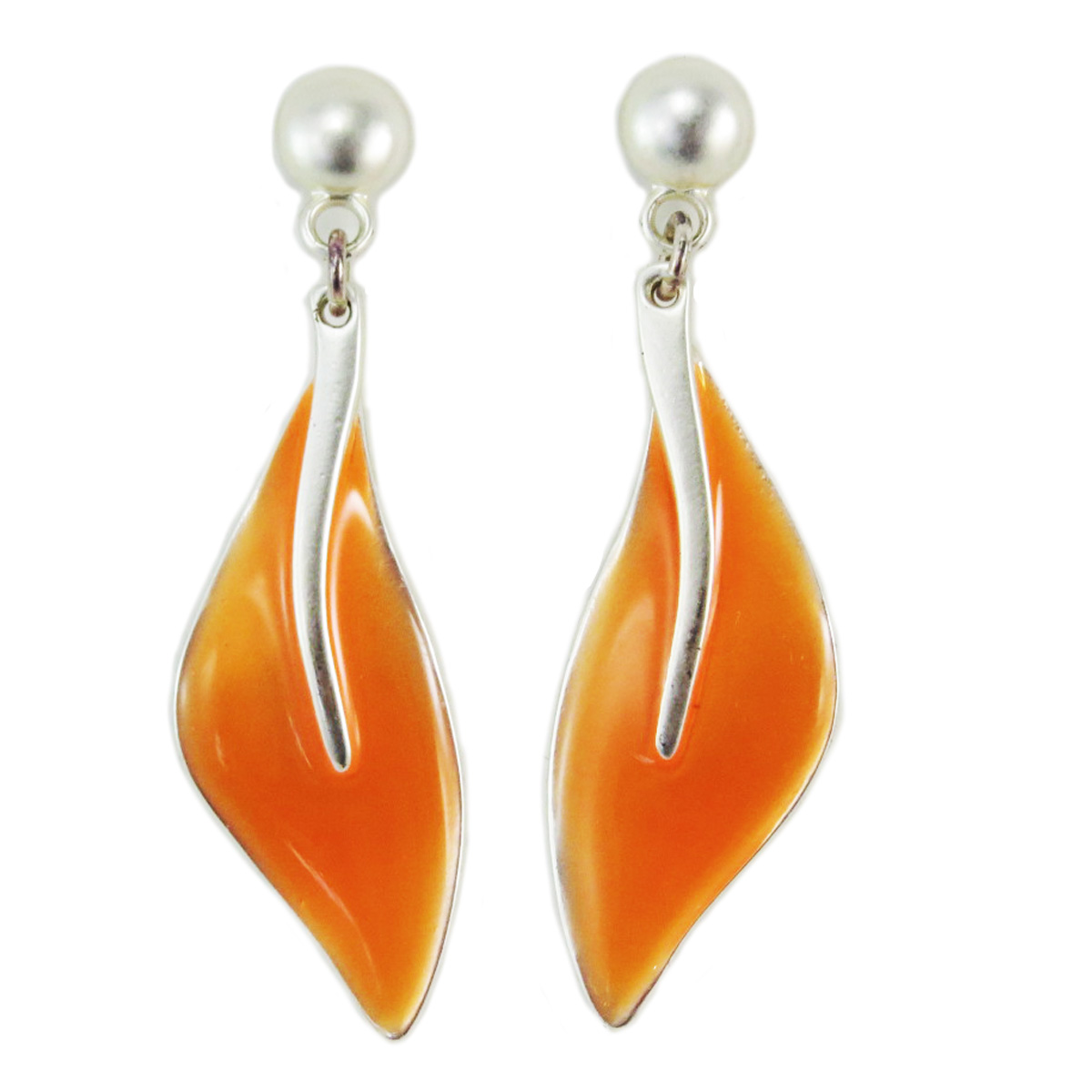 Boucles Créateur \'Nora\' orange argenté  - 70x20 mm - [R6999]