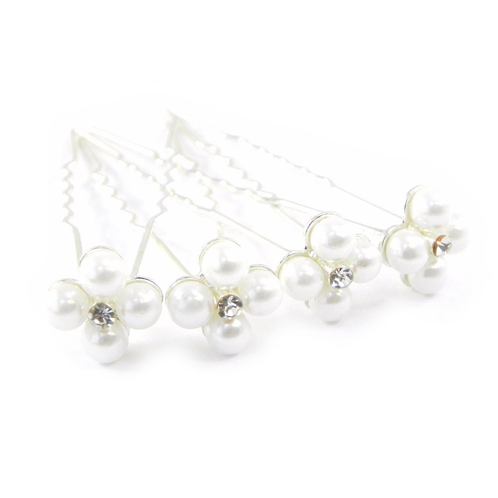 Quattuor \'Beauty Pearls\' Blanc perles - motif 10 mm, vendu par 4 - [B7974]