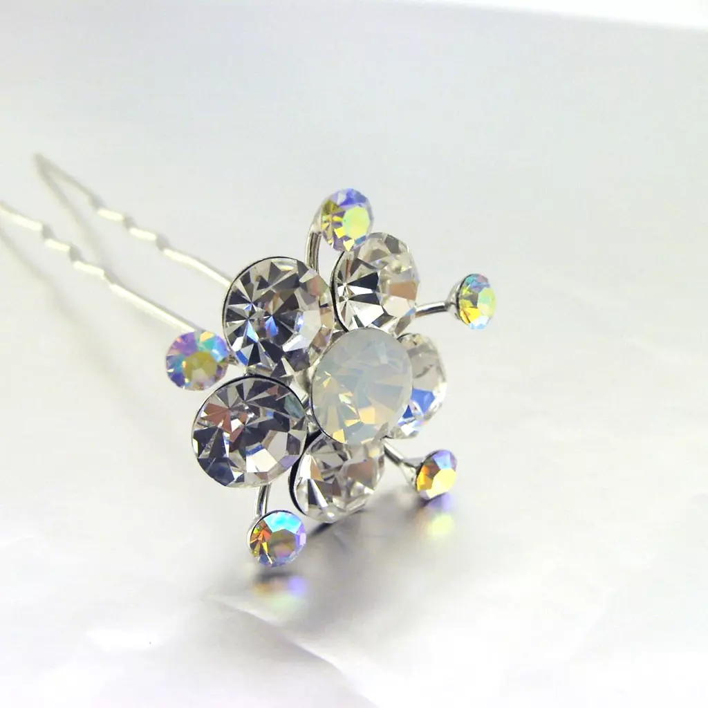 les trésors de lily Picot Chignon Créateur 'Sissi' Blanc cristal 7 cm 25 mm [E8441]
