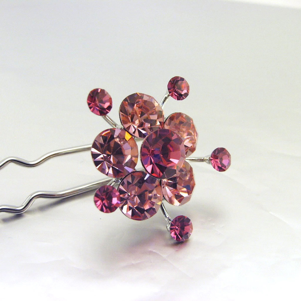 Picot Chignon Créateur \'Sissi\' Rose cristal - 90x25 mm - [E8444]