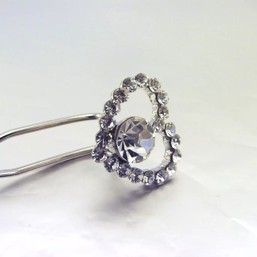 les trésors de lily Picot Chignon Créateur 'Sissi' Blanc (cristal) coeur 20x15 mm [E8453]