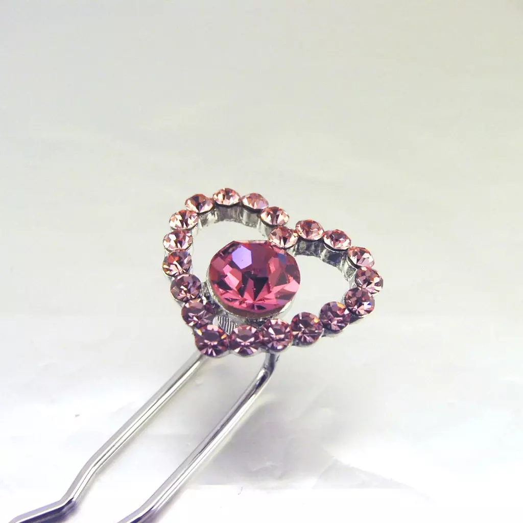 les trésors de lily Picot Chignon Créateur 'Sissi' Rose (cristal) coeur 20x15 mm [E8454]
