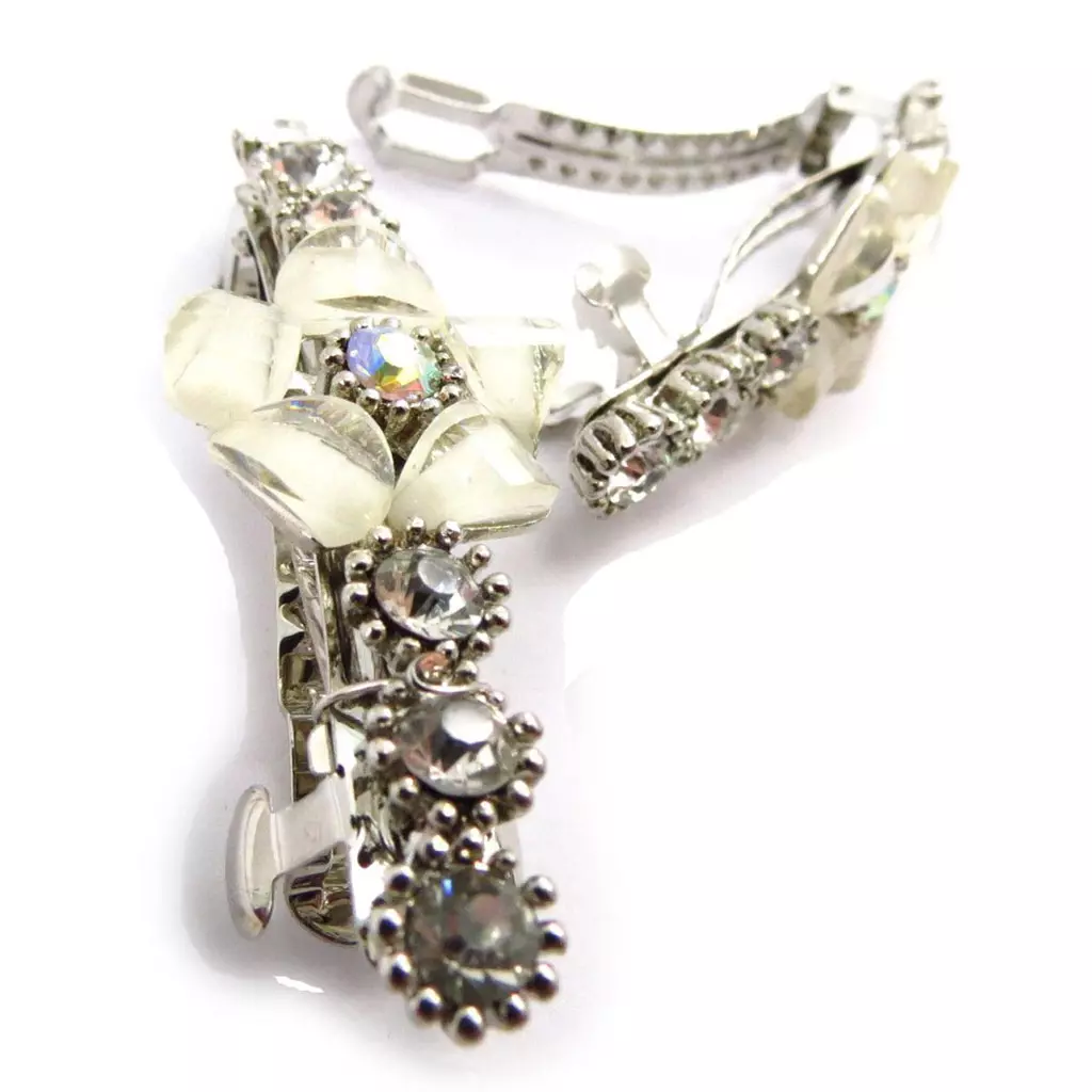 les trésors de lily Barrettes créateur 'Princesa' blanc (cristal) 55x16 mm [F8053]