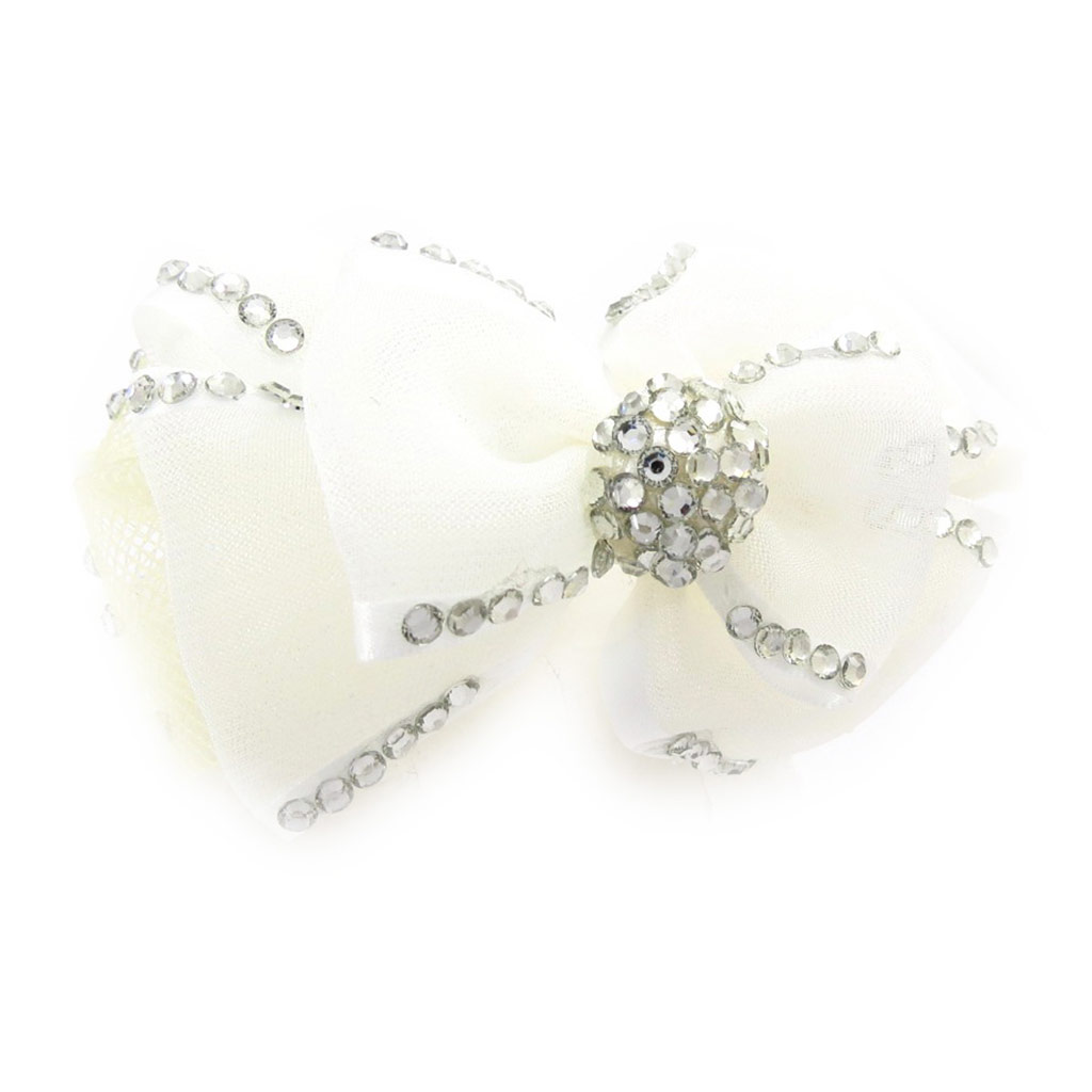Serre-Tête créateur \'Sissi\' blanc ivoire cristal - motif 10x5 cm - [G9499]