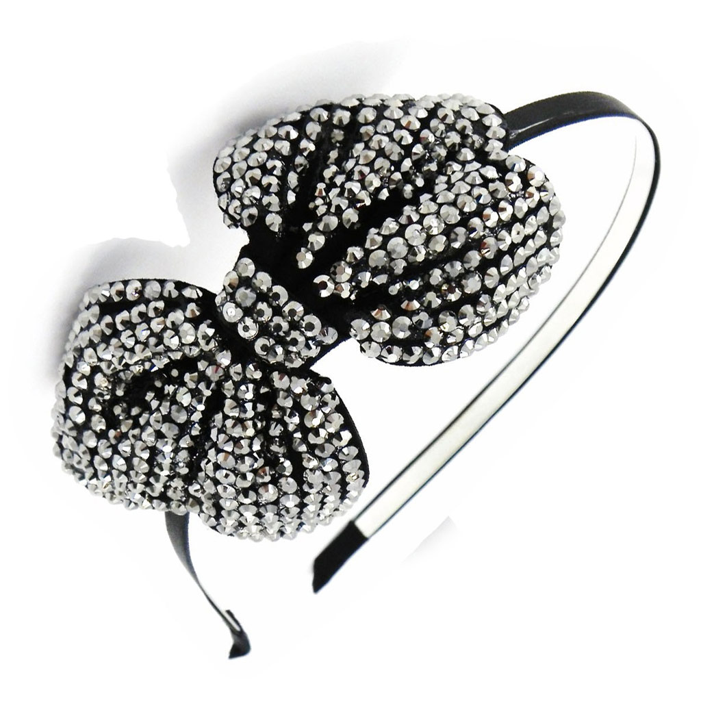 Serre-Tête créateur \'Sissi\' gris noir cristal - 6x9 cm - [H7589]