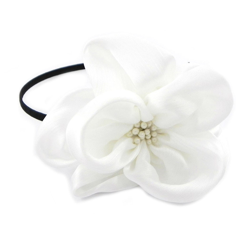Serre-Tête créateur \'Sissi\' blanc satiné - 11 cm - [H7616]
