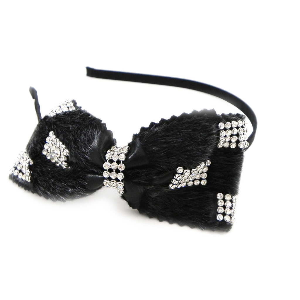 Serre-Tête cristal \'Sissi\' blanc noir cristal - 10x5 cm - [I1480]
