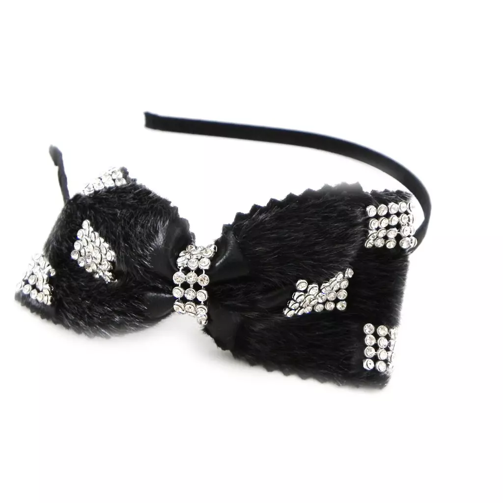les trésors de lily Serre Tête cristal 'Sissi' blanc noir cristal 10x5 cm [I1480]