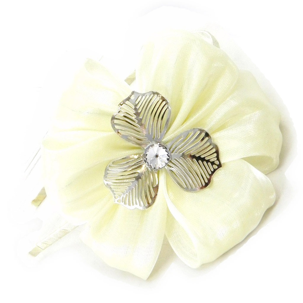 Serre-Tête créateur \'Sissi\' ivoire satiné - 10 cm - [I4111]