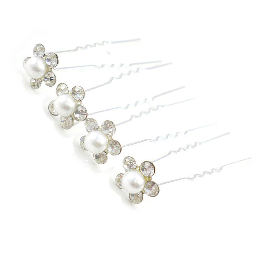 Quattuor chignon \'Sissi\' blanc (cristal) - [I9199]
