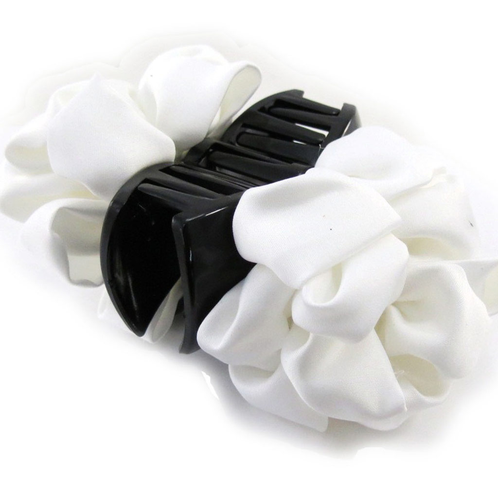 Pince créateur \'Scarlett\' blanc satiné - motif 7x5 cm - [J0435]