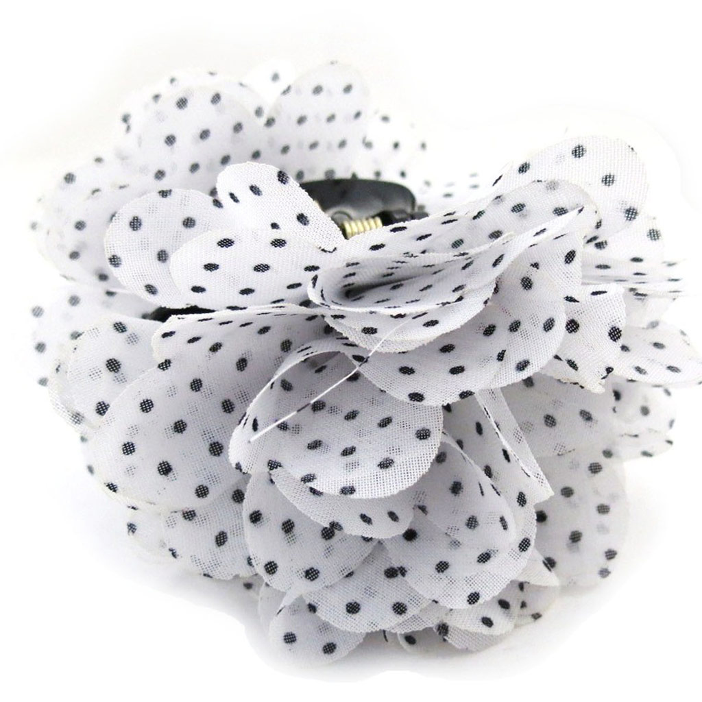 Pince créateur \'Scarlett\' petits pois blanc - motif 8 cm - [J0446]