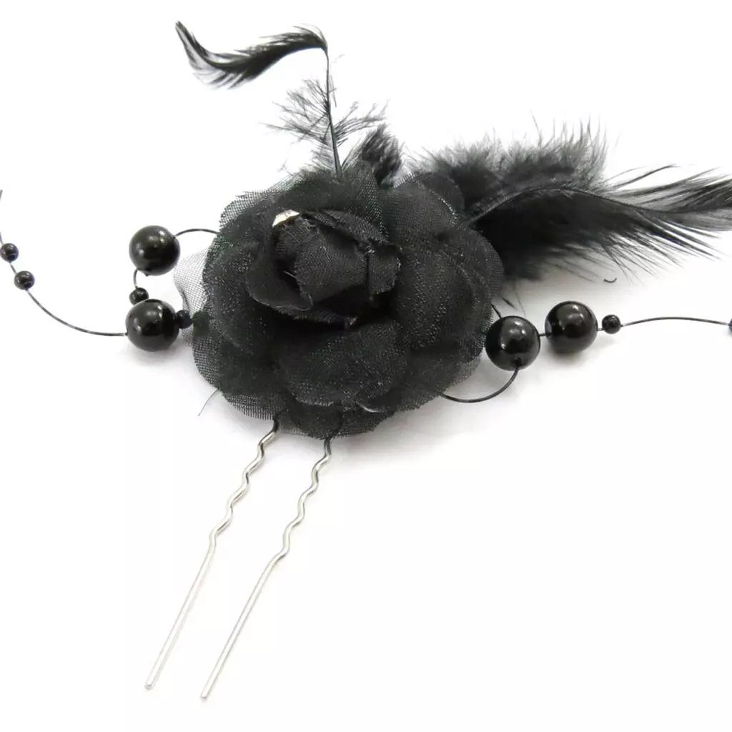 les trésors de lily Picot chignon 'Scarlett' noir motif 8 cm [J5346]