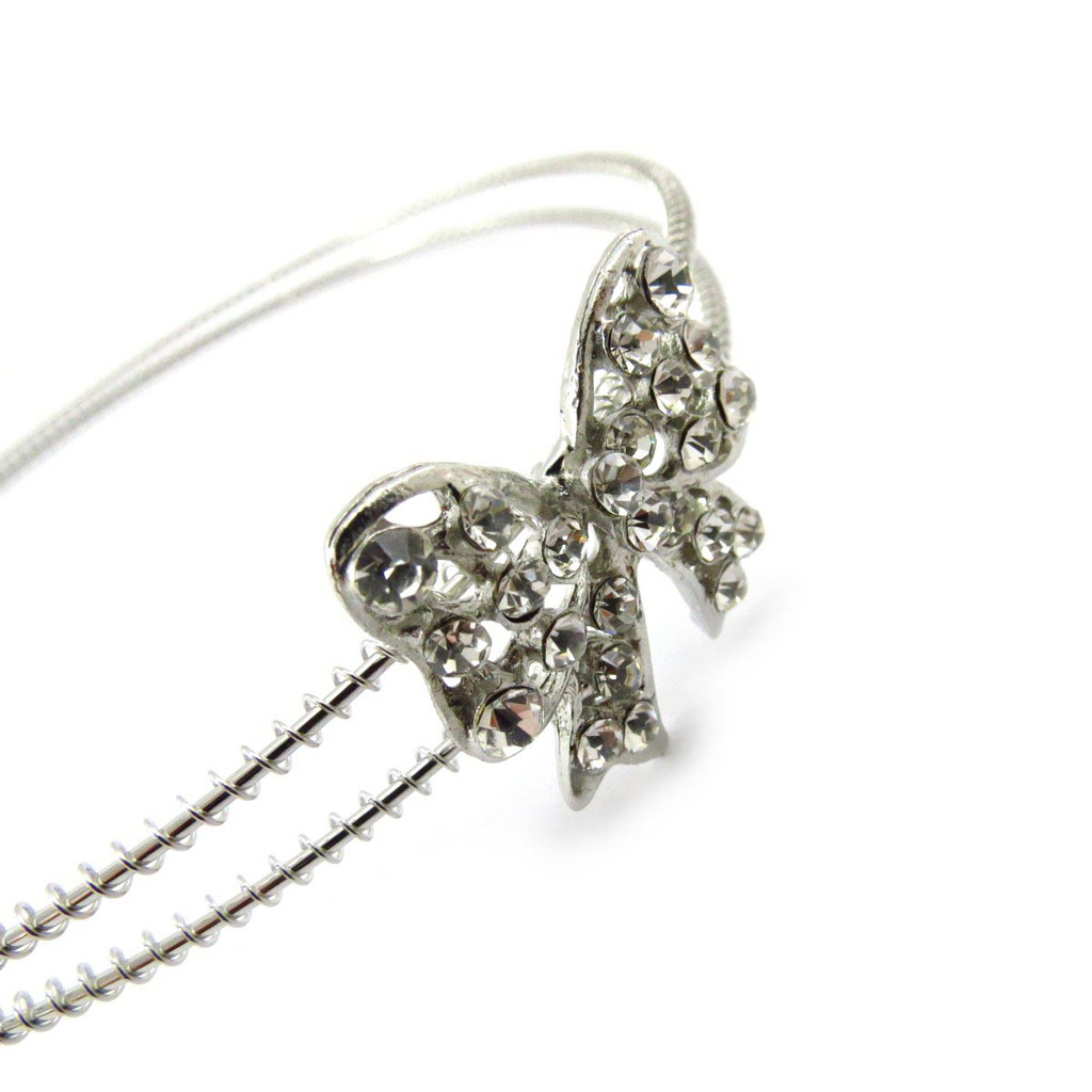 Serre-Tête \'Cristal\' blanc - 3x3 cm (nœud romantique) - [J5725]