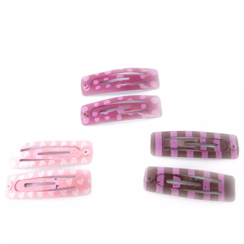 les trésors de lily Set 6 barrettes 'Coloriage' rose bordeaux (4 cm) [J5826]