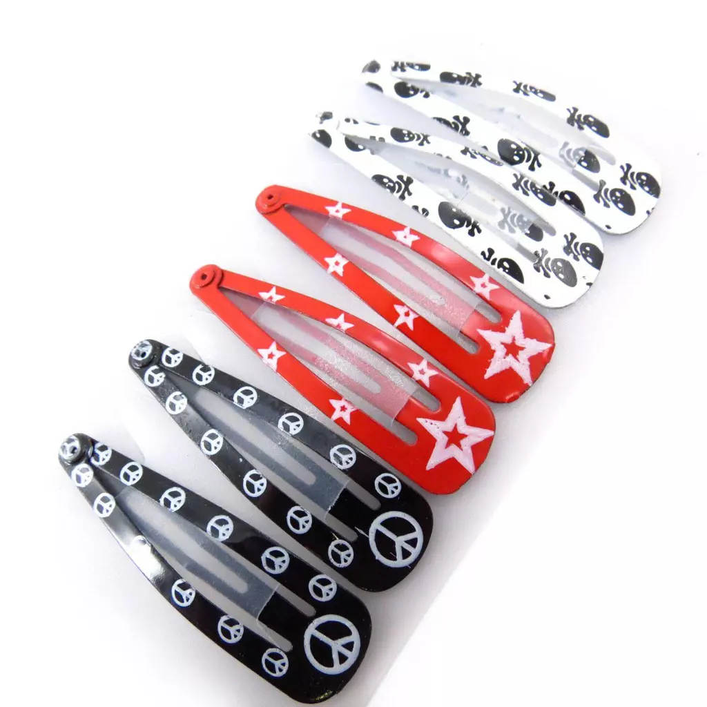 les trésors de lily Set 6 barrettes 'Coloriage' noir rouge blanc (47 cm) [J5833]