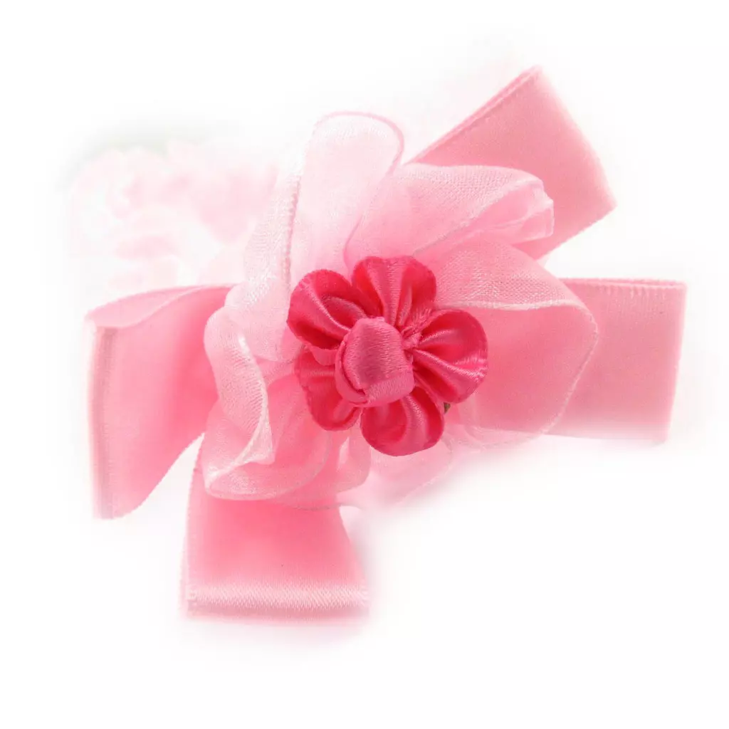 les trésors de lily Bandeau enfant cérémonie 'Princesse' rose pâle 75x45 mm [J5908]
