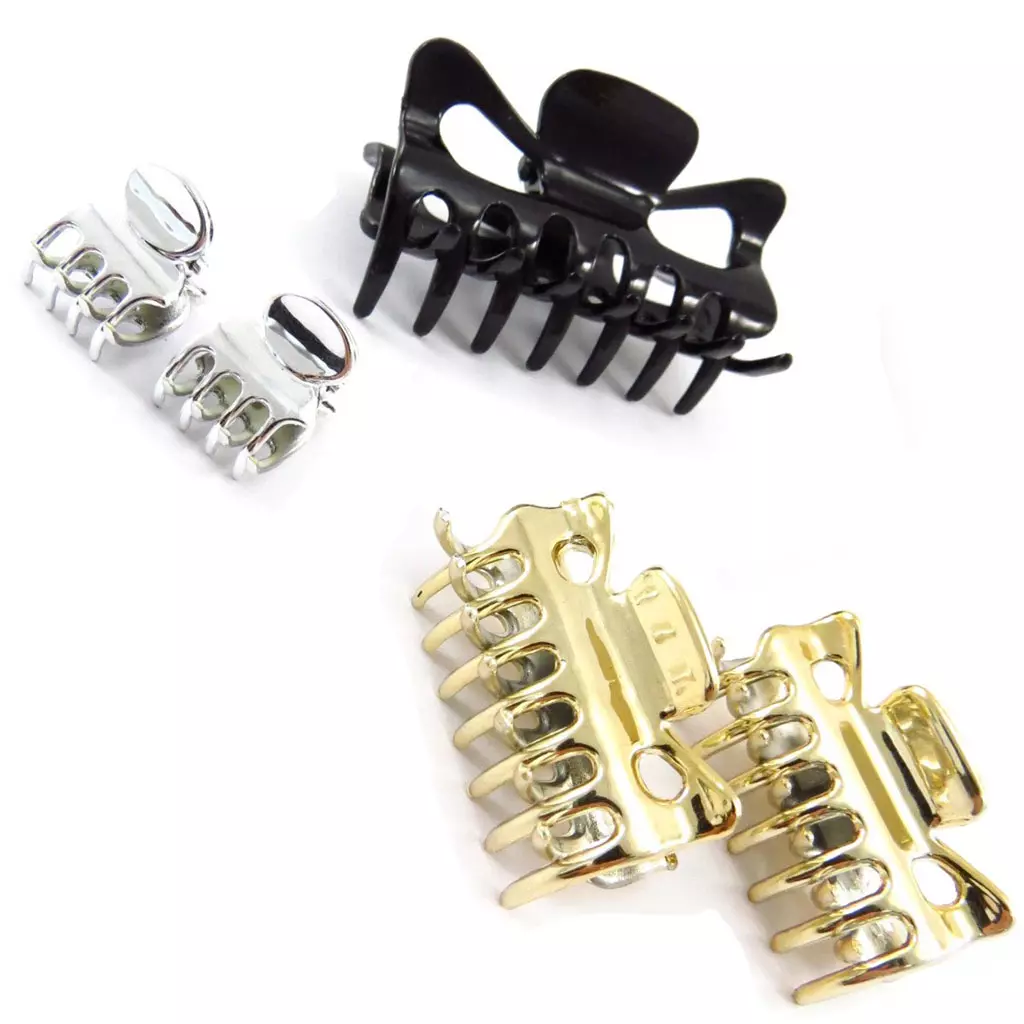 les trésors de lily Set de 5 pinces 'Simplicité' noir doré argenté 2 à 6 cm [J6054]