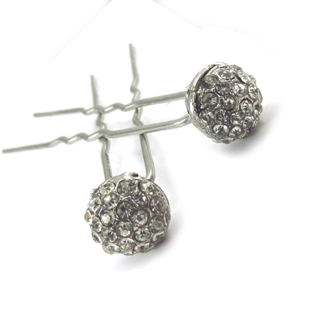 Set de 2 picots à chignon \'Sissi\' blanc (cristal) - [K0959]