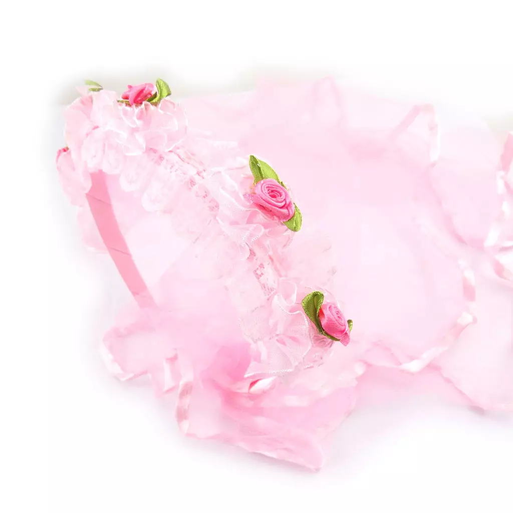 les trésors de lily Serre Tête et voile enfant 'Scarlett' rose 3 cm [K1036]