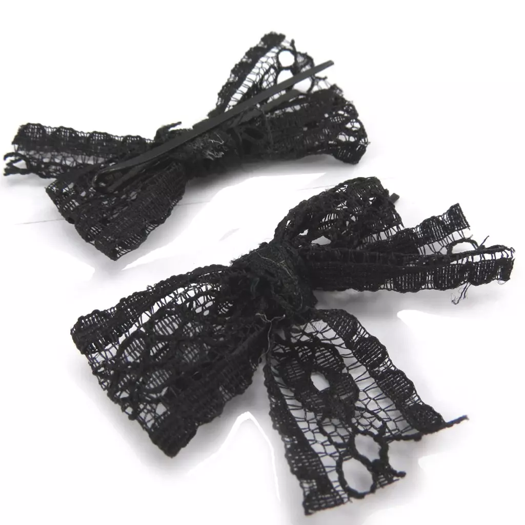 les trésors de lily Barrettes créateur 'Carmen' dentelle noir 55x4 mm [K1040]