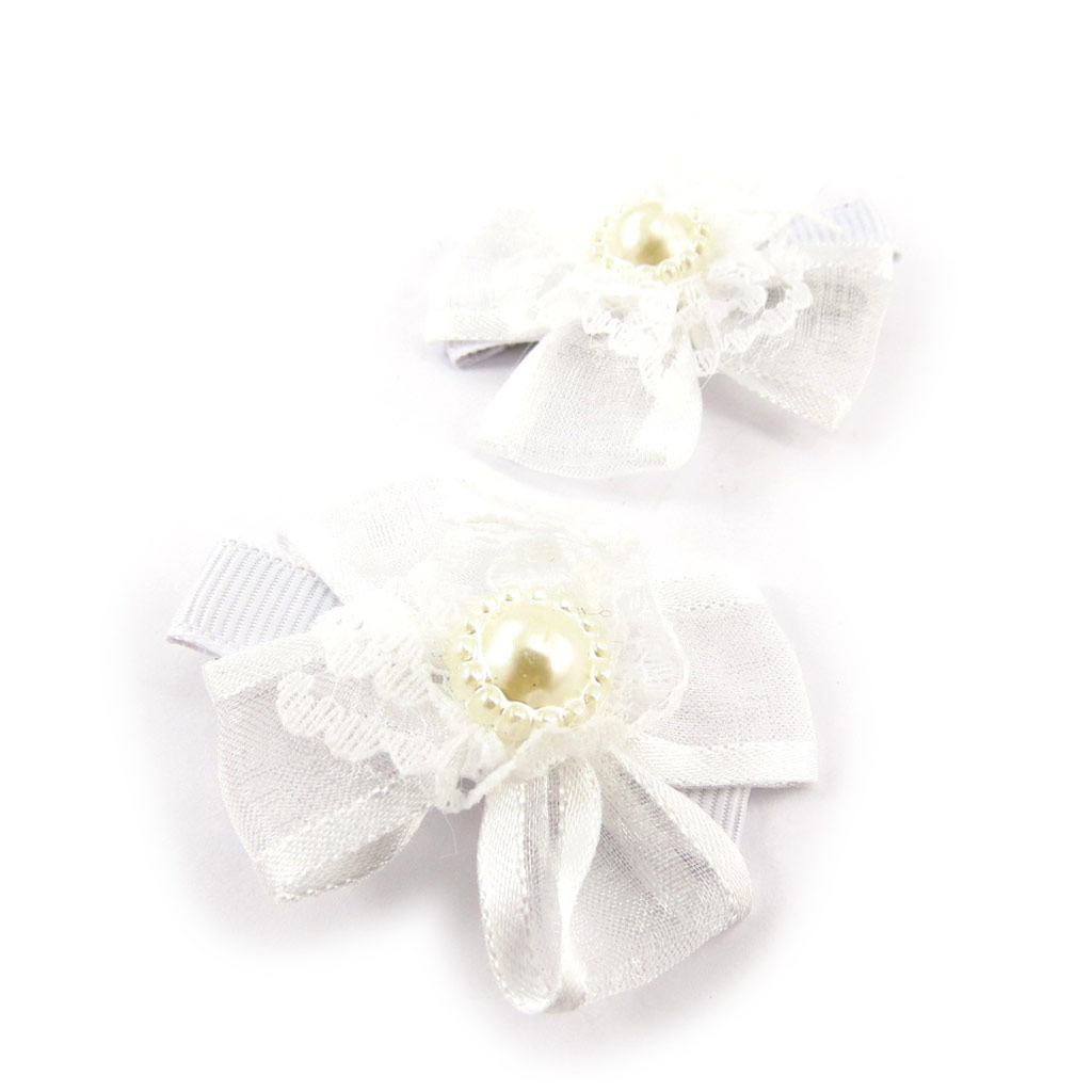 Paire de barrettes \'Pureté\' blanc - 5x3 cm - [K1385]